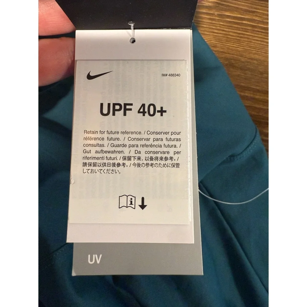 Nike Victory Luxe Swim Leggings‎ Women's S Dark Teal Stretch Swoosh Logo UPF 40+